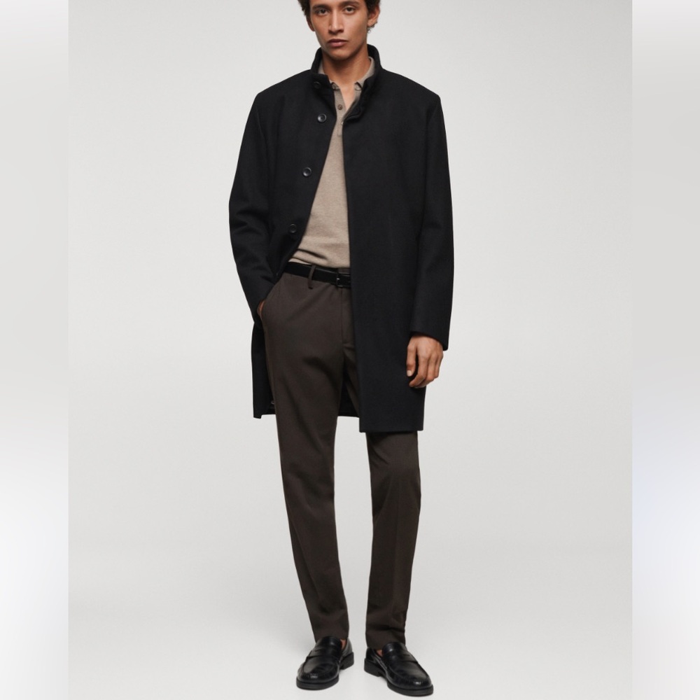 Club Monaco Italian Fennel Wool Blend Black Style Coat Size M